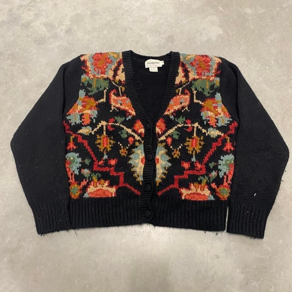 Black vintage 90s y2k wool cardigan